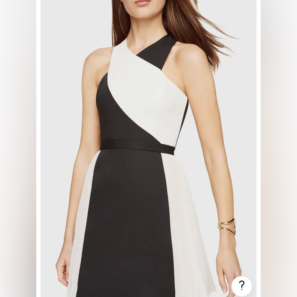 BCBGMAXAZRIA Pleated Color Block Dress
